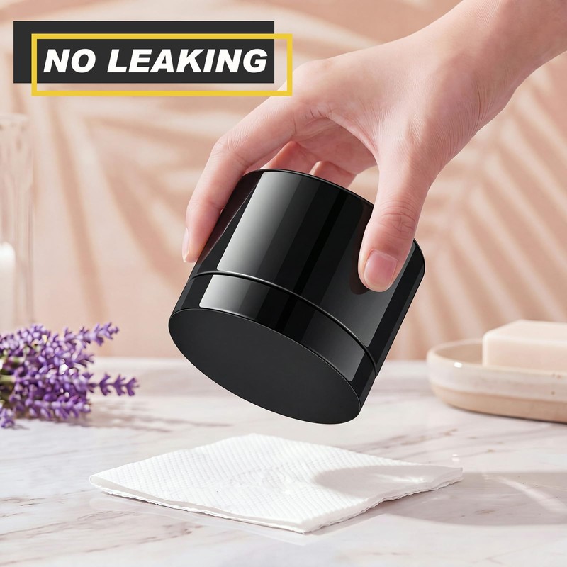 24 Pack 12 oz Black Plastic Jars with Black Lids,