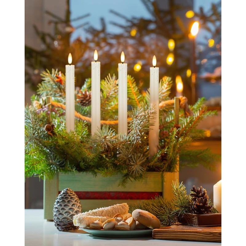 Flameless Taper Candles with Remote Timer, Battery Operated Led Warm