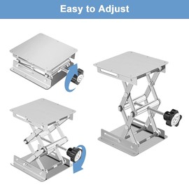 Scientific Lab Jack Stand 100 x 100 mm,Router Table Lift Stainless Steel Laboratory Lifting Platform Stand, Lab Jack Scissor Stand Lifting Table Platform Lab Lift, Adjustable Height Range 48-158 mm
