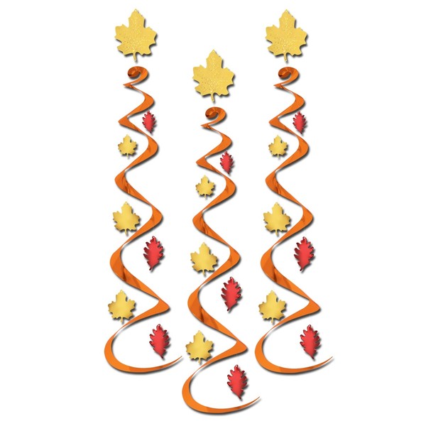 Beistle 3-Pack Fall Leaf Hanging Decorative Whirls, 30-Inch