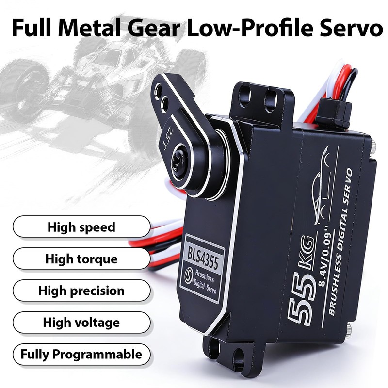 55kg Low-Profile Servo Programmable Brushless Digital Servo 0.09Sec High Speed