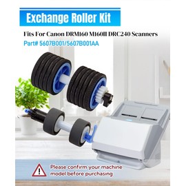 Scanners Pickup Roller Scanner Exchange Roller Kit Fits for Canon DRM160 M160II DRC240 DR-C230 DR-S150 R40 R50 RS40 Scanners,Part# 5607B001/5607B001AA