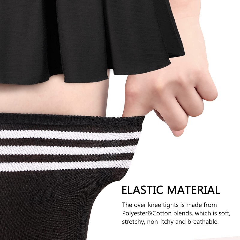 DRESHOW Extra Long Thigh High Socks Long Boot Stockings Striped