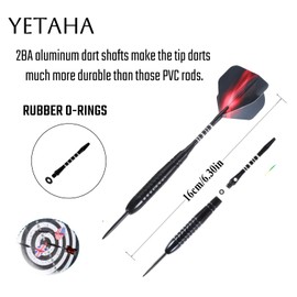 Darts, 12 pieces aluminium alloy dart set, 22 g professional aluminium darts with metal tip with aluminium shaft, 24 flights, 24 anti-loose rubber rings with whetstone, metal darts