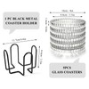 Glass Coasters for Drinks Set of 5 with Holder