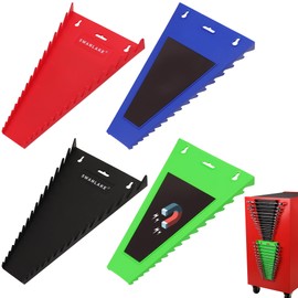Magnetic Wrench Organizer 4-piece, Wrench Rack Tool Trays SAE (1/4" to 1-1/16"), Metric (6mm to 24mm), 64-Slot Drawer Storage Tools, Wrench Set Holder