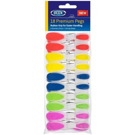 DLux Washing Line Pegs Strong Soft Rubber Grip Clothes Line Dry Clips - Assorted Colours May Vary - Pack of 36