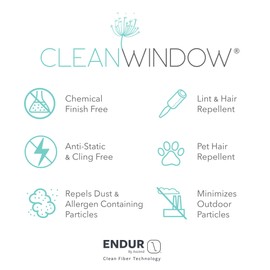 Clean Window Twill Stripe Anti-Dust Allergy/Pet Friendly Anti-Dust Sheer Cafe Valance, 52" x 14", White/Linen