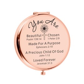 Christian Gifts for Women Teen Girls Christmas Stocking Stuffers for Her Religious Bible Accessories for Women Birthday Inspirational Compact Mirror for Daughter Friend Girlfriend Confirmation Baptism