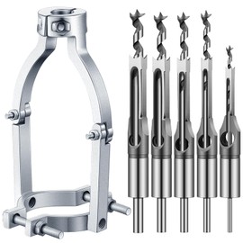 Gisafai Square Hole Drill Bit Adapter and Square Hole Drill Bit Set for Wood Mortising Attachment Drill Press Hollow Chisel Mortise Drill Tool for Mortise Machine (6 Pcs,1/4, 5/16, 7/16, 1/2, 5/8")