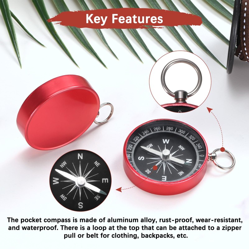 TIXIPEM Pocket Compass [2PCS] - Survival Sports Navigation Compass with