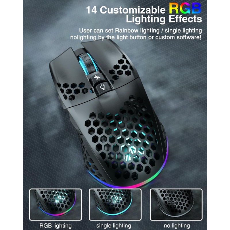SOLAKAKA SM600 Honeycomb Shell Gaming Mouse Wireless,Tri-Modes BT5.1/2.4G Wireless/Type-C Wired