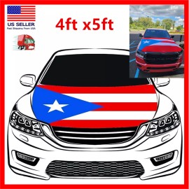 JH Puerto Rico Flag Car Hood Cover Universal Size Elastic Patriot PR 4x5 ft Gift