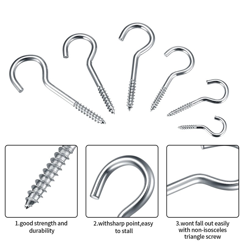 pzihao Pack of 115 Screw Hooks, Cup Hook Screw, Ceiling