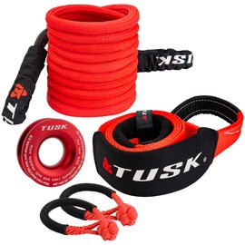 Tusk Heavy Duty UTV/ATV Kinetic Recovery Kit with Nylon Braided Rope (5/8” x 20’) and Shackles (Stage 3, Synthetic)