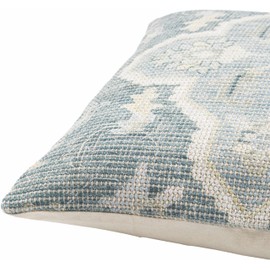 Hauteloom Bigaa Cotton Decorative Throw Pillow Cover - Oriental Floral Cushion Cover - Blue, Sage, Cream - 18" x 18''