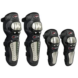 Sutekus Knee Pads Elbow Pads Stainless Steel Motorcycle Elbow Knee Shin Guards Protector For Motorcycle Cycling Mountain Biking 4PCS