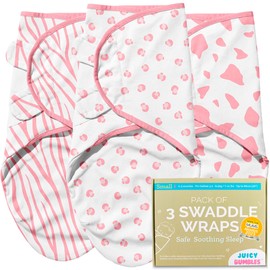 Juicy Bumbles Swaddle Blanket 0-3 Months - 100% Cotton Baby Swaddle Wrap Newborn - Set of 3 Swaddle Wrap - Baby Essentials for Newborn Baby Boy and Girl