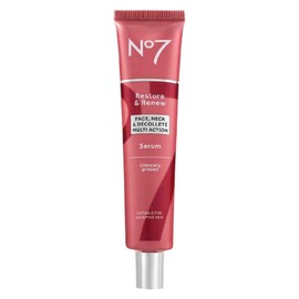 No7 Restore & Renew Multi-Action Face & Neck Serum - Anti Aging Serum for Deep Wrinkle Repair - Collagen Infused Skincare with a Hydrating Blend of Hibiscus Peptides & Hyaluronic Acid (2.5 Fl Oz)