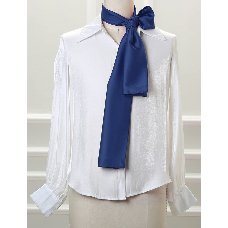 Allegra K Neckerchief Ribbon Scarf, Silk, Rectangle, Thin Belt, Hair