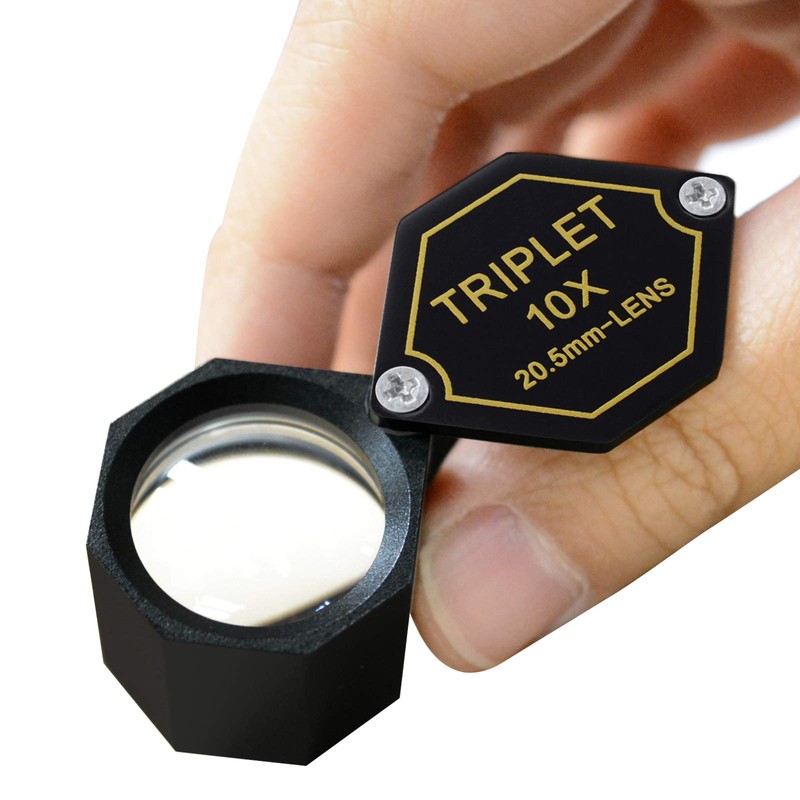 10x Magnifier Jewelry Loupe 20.5mm Triplet Lens Optical Glass Pocket