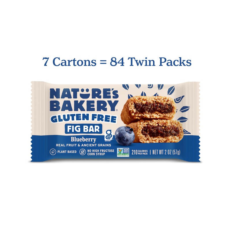 Nature's Bakery Gluten Free Fig Bars, Blueberry, Real Fruit, Vegan,