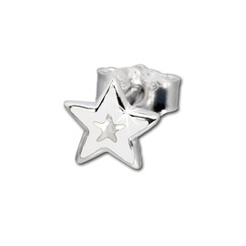 Teenie-Weenie SDO200W Children's Earrings 6 mm 925 Silver Stud Earrings Star White, Sterling Silver Sterling silver enamel
