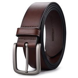 Buffway Men's Leather Belt,1.5" Handcrafted Top-Grain Leather – Durable,Comfortable,Suitable for Everyday Formal & Casual Wear - Size 38" Coffee