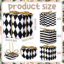 Soulchen 12 Pcs Plaid Christmas Tree Decoration Black and White Miniature Gift Boxes Mini Present for Craft 1.2'' Ornaments Classic Hanging Tiny Wrapped Presents for Xmas Party Decor