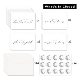 CDXHOME 8 PACK Bridesmaid Proposal Card Set |2 Will You Be My Bridesmaid | 2 Maid of Honor | 2 Flower Girl | 2 Matron of Honor Card | With Matching Envelope | 5.9x3.9 In