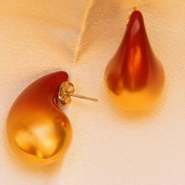 GAhrïelle Studio Teardrop Earring Set Dupes Lightweight Chunky Gold Hoop Earrings for Women, Hypoallergenic Earring Fashion Jewelry for Women (MEDIUM, OMBRE RED)