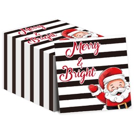 50PCS Merry Christmas Paper Napkins Cute Santa Claus Pattern Napkins Supplies Stripes Merry Bright Napkins Supplies Xmas Theme Party Paper Napkins for Winter Holiday Dinner Wedding Party Favors