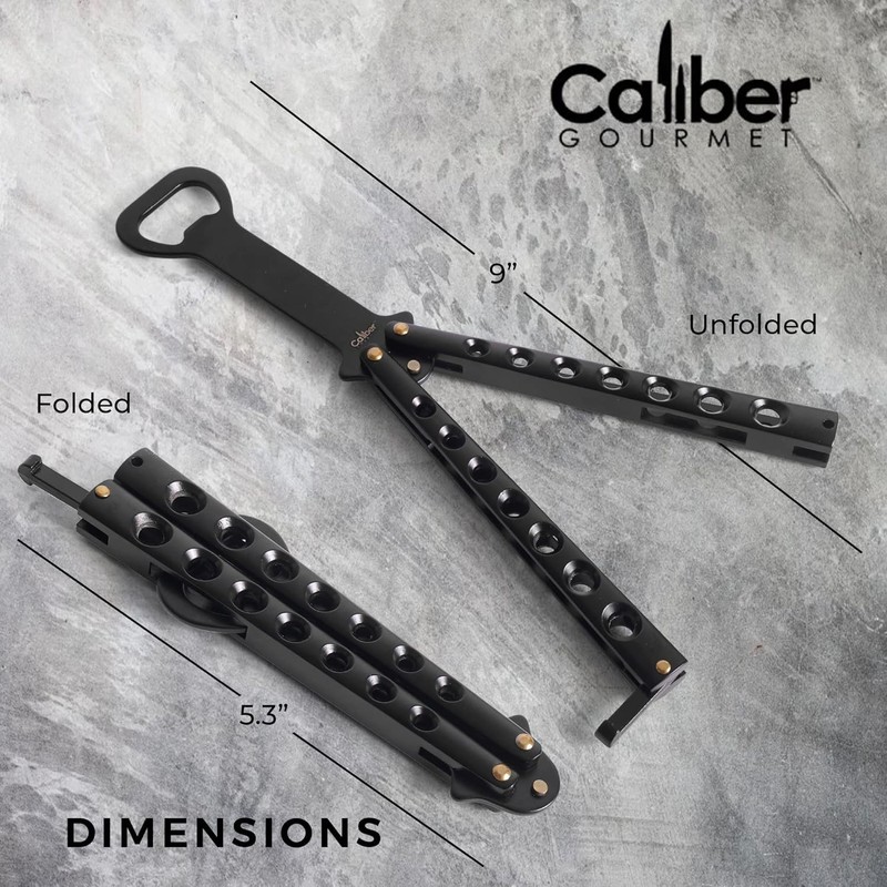 Caliber Gourmet Butterfly Knife Bottle Opener | Cool Balisong Trainer