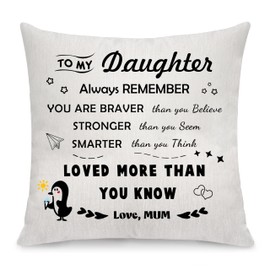 Niceter Daughter Gifts Inspirational Throw Pillow Cover Children Throw Pillow Case Pillow Cover from Mom Dad for Girls Funny Gifts Christmas Birthday Gifts Graduation Gift for Daughter (Daughter-3)