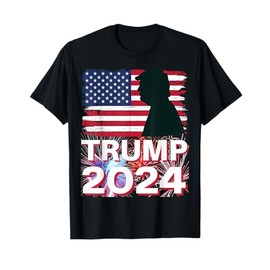 Trump 2024 With Vintage Distressed American Flag & Patriotic T-Shirt