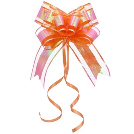 Pull Bows for Gift Wrapping – 10PCS Premium Large Iridescent Orange Decorative Ribbon Bow, 6" Finished Size – Perfect for Holiday, Wedding, Birthday, Bridal & Baby Shower Gifts