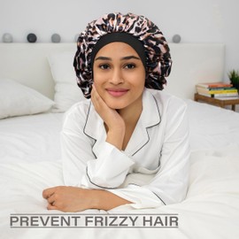 Satin Bonnet Adjustable Sleeping Silk Bonnet Black Women Men Double Layer Satin Lined Sleep Cap Sleeping Hair Wrap Silk Hair Curly Bonnet Large Braids Cover Bonnets Night Head Scarf Protect