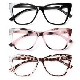 ZOECENT Oversized Reading Glasses for Women Stylish Cat Eye Glasses Blue Light Blocking Computer Readers with Spring Hinge (Mix Color, 1.50, x)