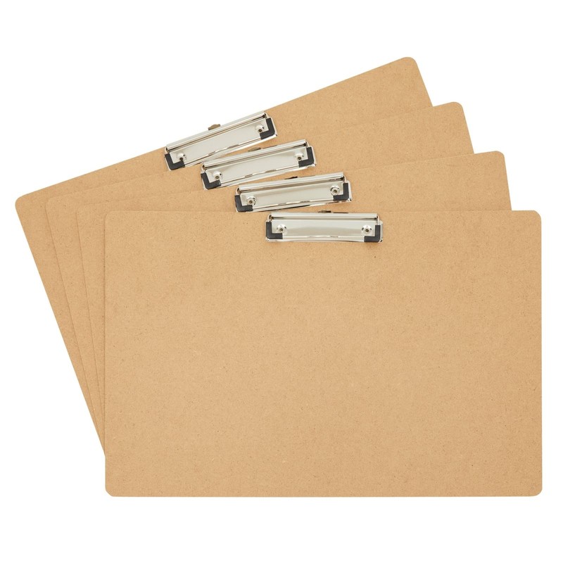 Juvale Clipboard - 11.5 x 17.4 in, Brown MDF, 4-Pack