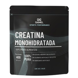 Daimel | Creatina Monohidratada en Polvo | 2 Kilos | 400 Servicios | 100% Pura | Pre Workout | Sin Sabor| Suplemento Deportivo | Incluye Scoop