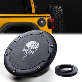 Buling Wrangler JK - Cubierta de tapa de gasolina de aluminio y ABS para puerta de combustible compatible con Jeep Wrangler JK JKU 2/4 puertas (negro mate)