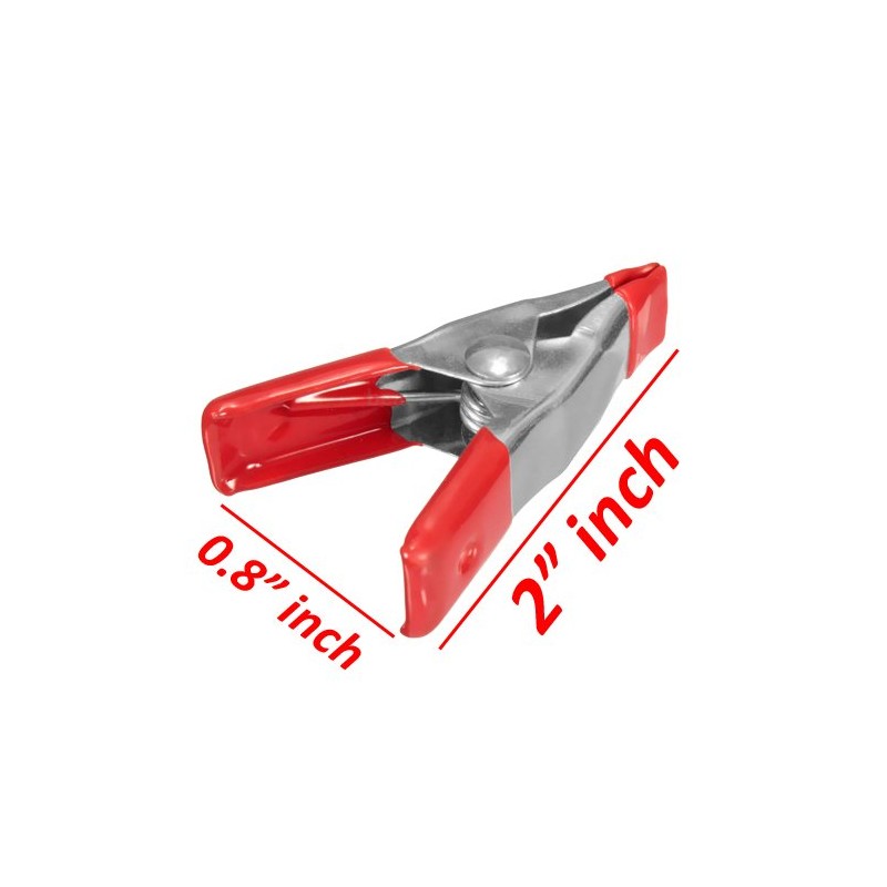 Wideskall® 2" inch Mini Metal Spring Clamps w/Red Rubber Tips