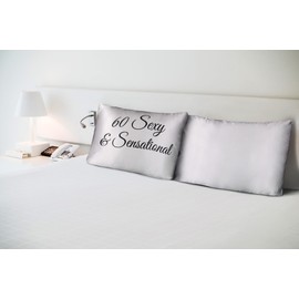 HappyHugz 60th Birthday - Real Silk Pillowcase - 60 Sexy and Sensational Design - Queen Size with Gift Box - Luxurious Silk Pillow Case for Hair and Skin - Give The Gift a Smile