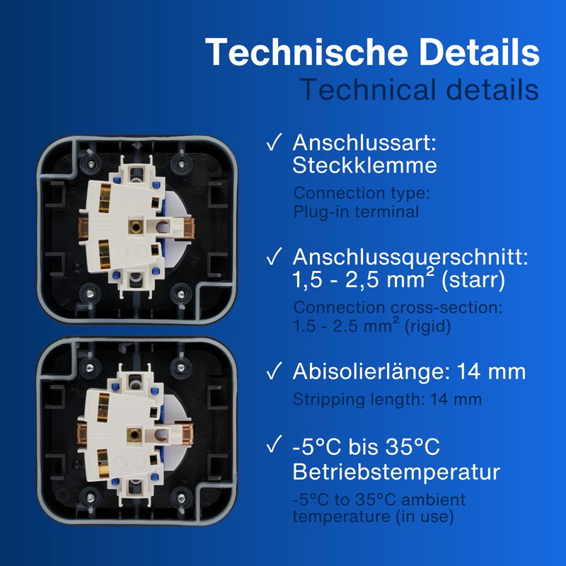 REV - AquaStorm Wet Room Socket 2-Way Surface-Mounted IP55, Double