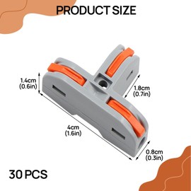 Huybaa Electrical Connection Terminal, 30 Pieces Type T Compact Wire Connector, 3 Port Electrical Connector Blocks, Compact Conductor Wire Connectors Spring Board Terminal, Electrical Connector