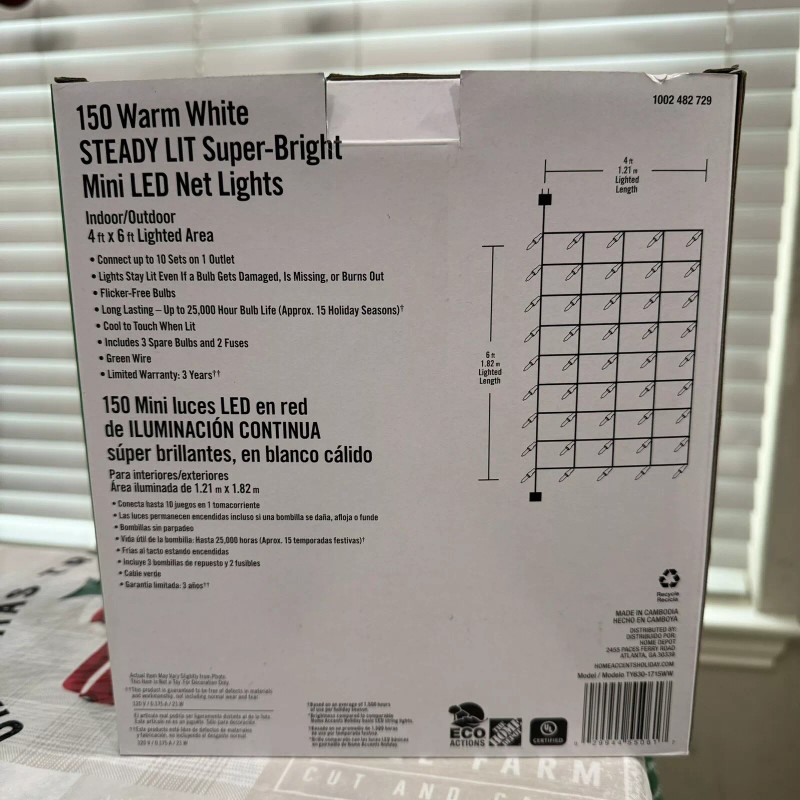 Home Accents 150 Mini Warm White Continuous On LED Net