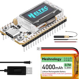 Meshnology ESP32 LoRa V3 Development Board + 4000mAh Battery + USB Charger Cable Set - with 915MHz Antenna WiFi Bluetooth and SX1262 LoRa V3 Devices for Meshtastic Arduino LoRawan IOT Maker