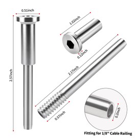 50 Pairs Invisible Cable Railing Kit，1/8" Stainless Steel Cable Railing Hardware with Invisible Receivers and Swage Stud End for Cable Railing - Easy Installation for Decks, Marine, and Interior Use