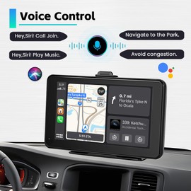 Wireless Apple CarPlay Portable Car Stereo with Bluetooth, Wireless Android Auto Car Radio with 7 Inch Touchscreen Voice Control with TF Card Slot AUX Cable