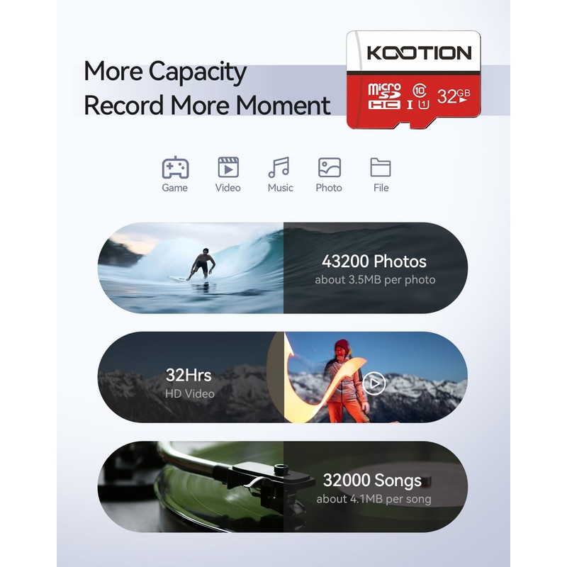 KOOTION 5 X 32 GB Micro SD Card Class 10